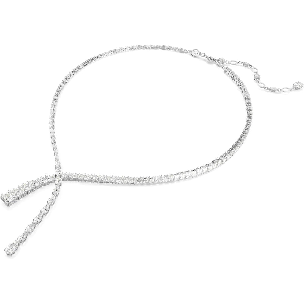 Swarovski Matrix Y Necklace, Mixed Cuts, Clear, Rhodium Finished