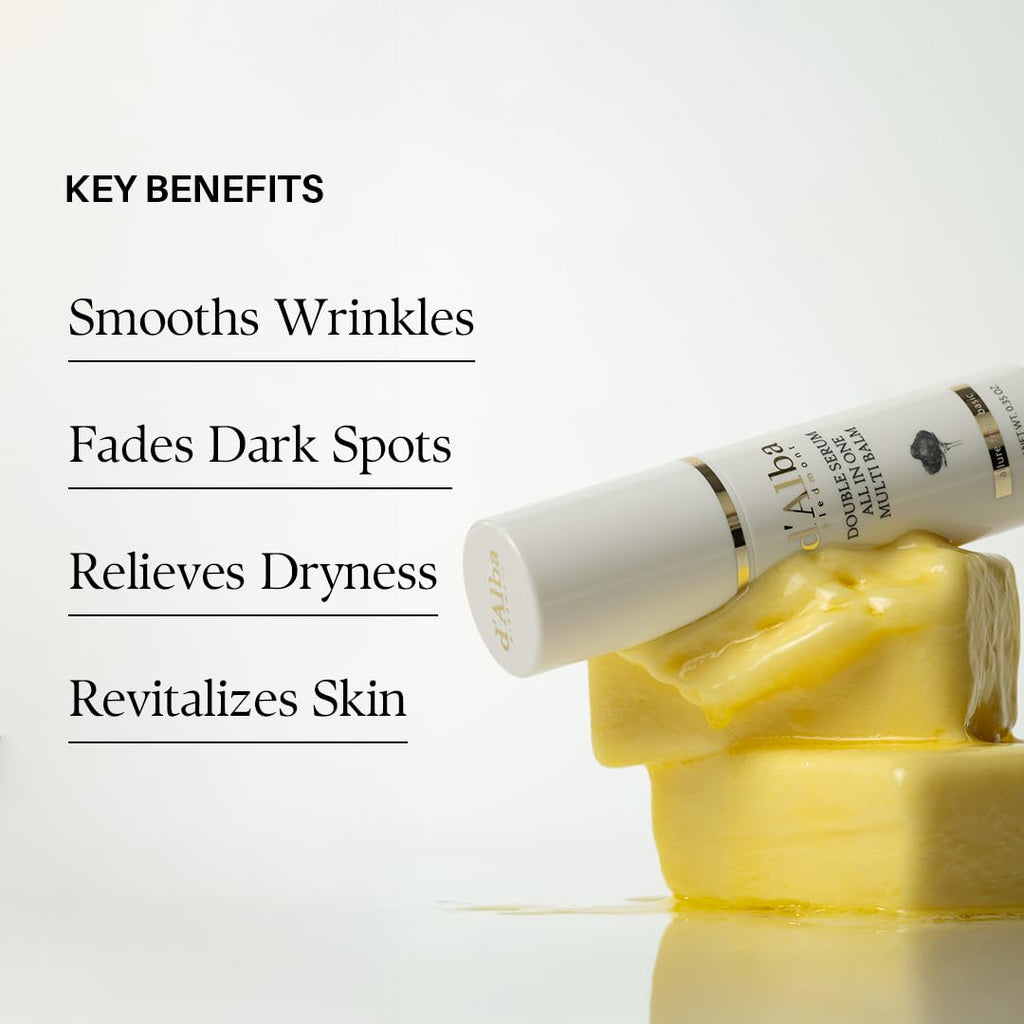 D'Alba Piedmont White Truffle Double Serum All-In-One Multi Balm, Stick Balm, Vegan Skincare With Vitamin C And Vegan Collagen, 3-In-1 Anti Wrinkle, Eye Treatment, Dark Spot Remover