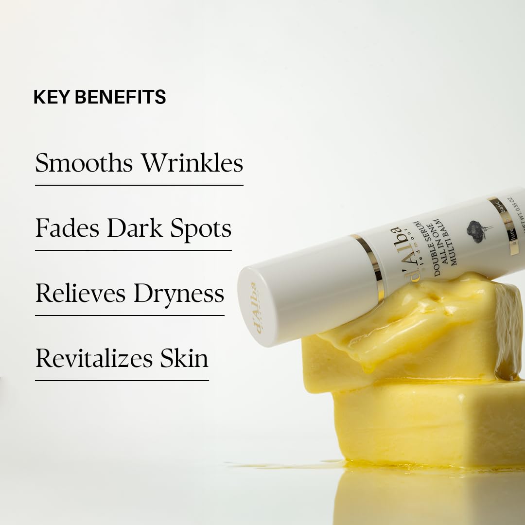 D'Alba Piedmont White Truffle Double Serum All-In-One Multi Balm, Stick Balm, Vegan Skincare With Vitamin C And Vegan Collagen, 3-In-1 Anti Wrinkle, Eye Treatment, Dark Spot Remover