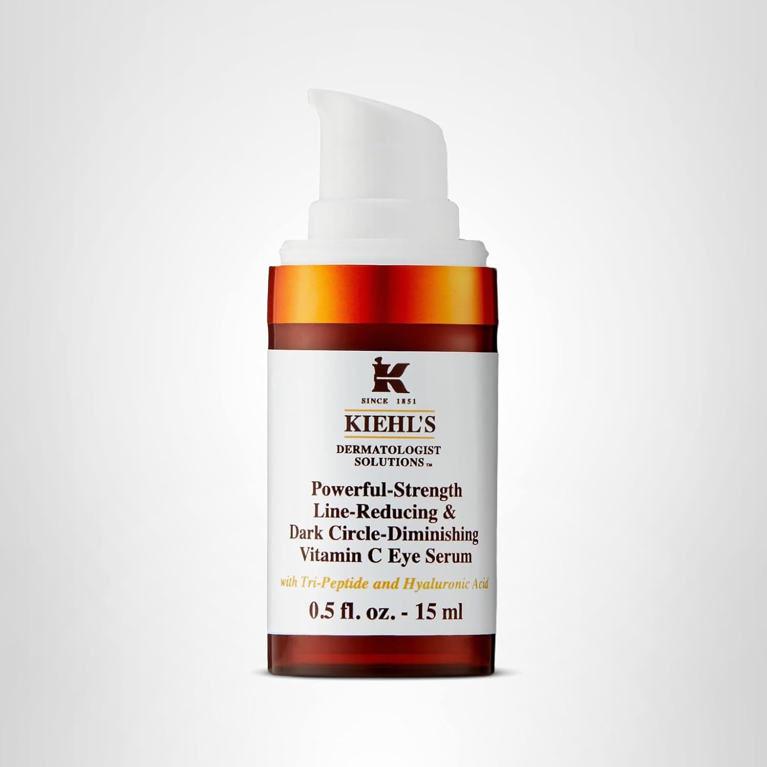 Kiehl'S Powerful-Strength 10% Vitamin C Eye Serum, Line-Reducing & Dark Circle Diminishing Eye Cream, Smooths & Hydrates Undereye, For Puffiness & Lines, With Hyaluronic Acid & Tri-Peptide - 0.5 Fl Oz