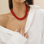 Black Red Pearl Necklace Gothic Beads Collar Choker Faux Pearl Strand Choker Boho Beads Necklace for Women
