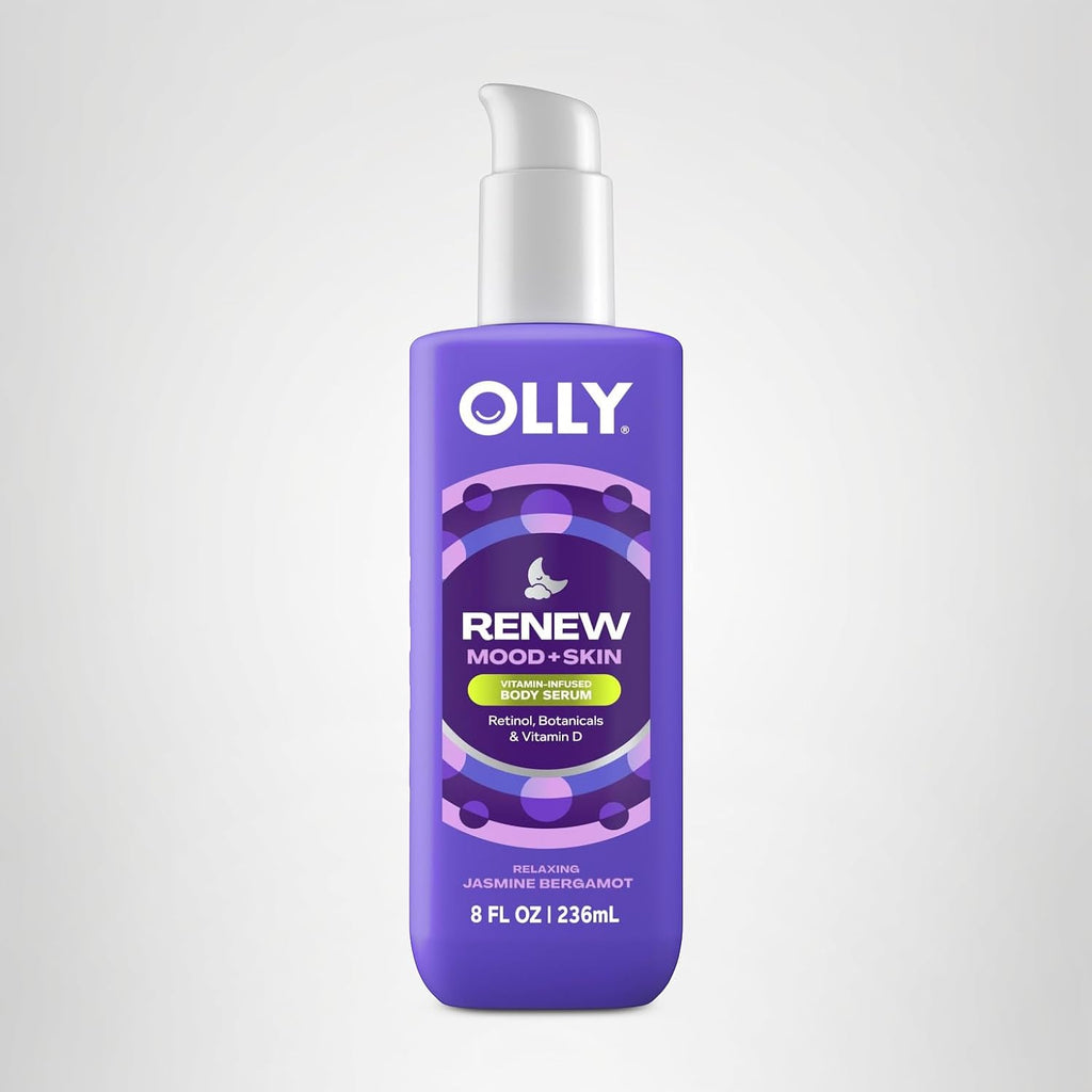 Olly Renew Body Lotion-Serum With Vitamin D, Retinol & Botanicals – Nourishing Cleanser For Skin Barrier Repair, Deep Hydration, Jasmine Bergamot Scent, 8Oz