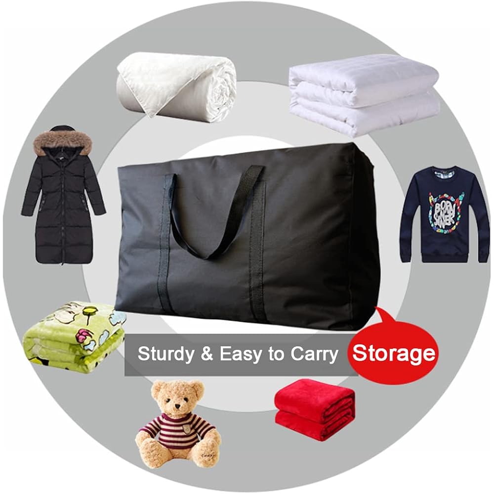 Extra Large Moving Bags With Strong Zippers & Carrying Handles, Storage Bags Storage Totes For Clothes, Moving Supplies, Space Saving Oversized Storage Bag Organizer For Moving, Traveling (2 Pack)