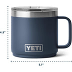 Yeti Rambler 14 Oz Ceramic Lined Stackable Mug, Vacuum Insulated, Stainless Steel With Magslider Lid, Navy
