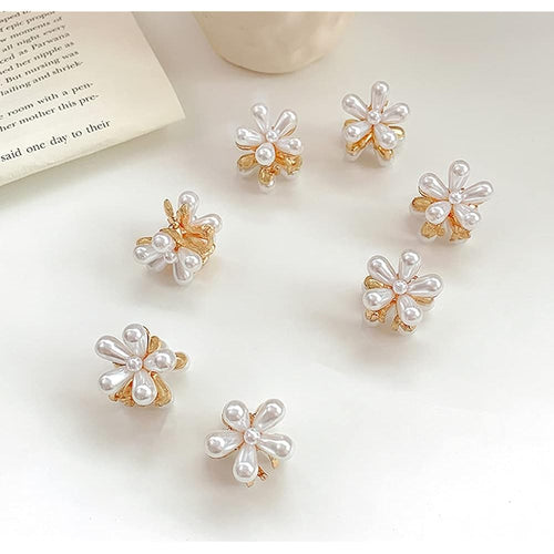 10 Pcs Pearl Mini Claw Clips Daisy Floral Hair Clips, Sweet Artificial Bangs Clips Decorative, Decorative Hair Accessories for Women and Girls