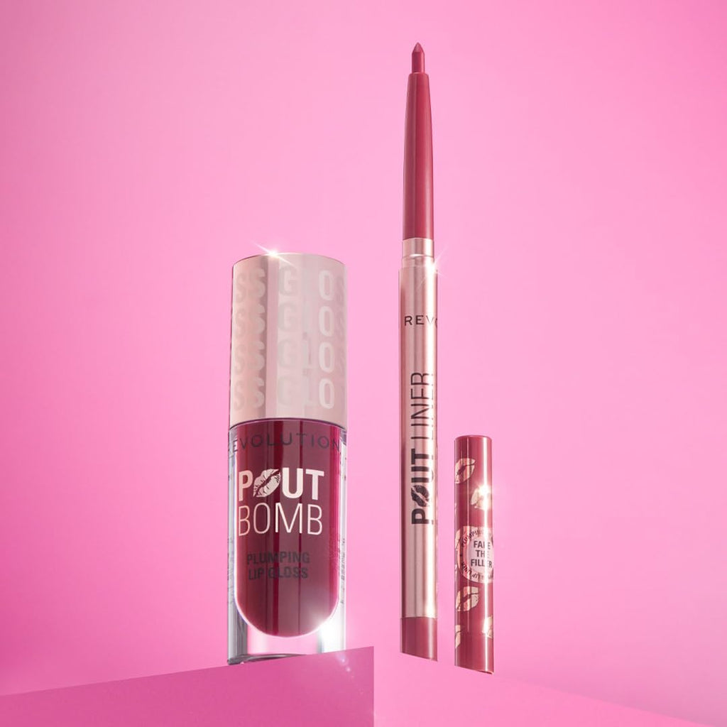 Revolution Beauty London, Pout Bomb Plumping Lip Liner, Long-Lasting Lip Shaper with Hyaluronic Acid & Vitamin E, Vegan & Cruelty-Free, Espresso Cool Nude & Brown