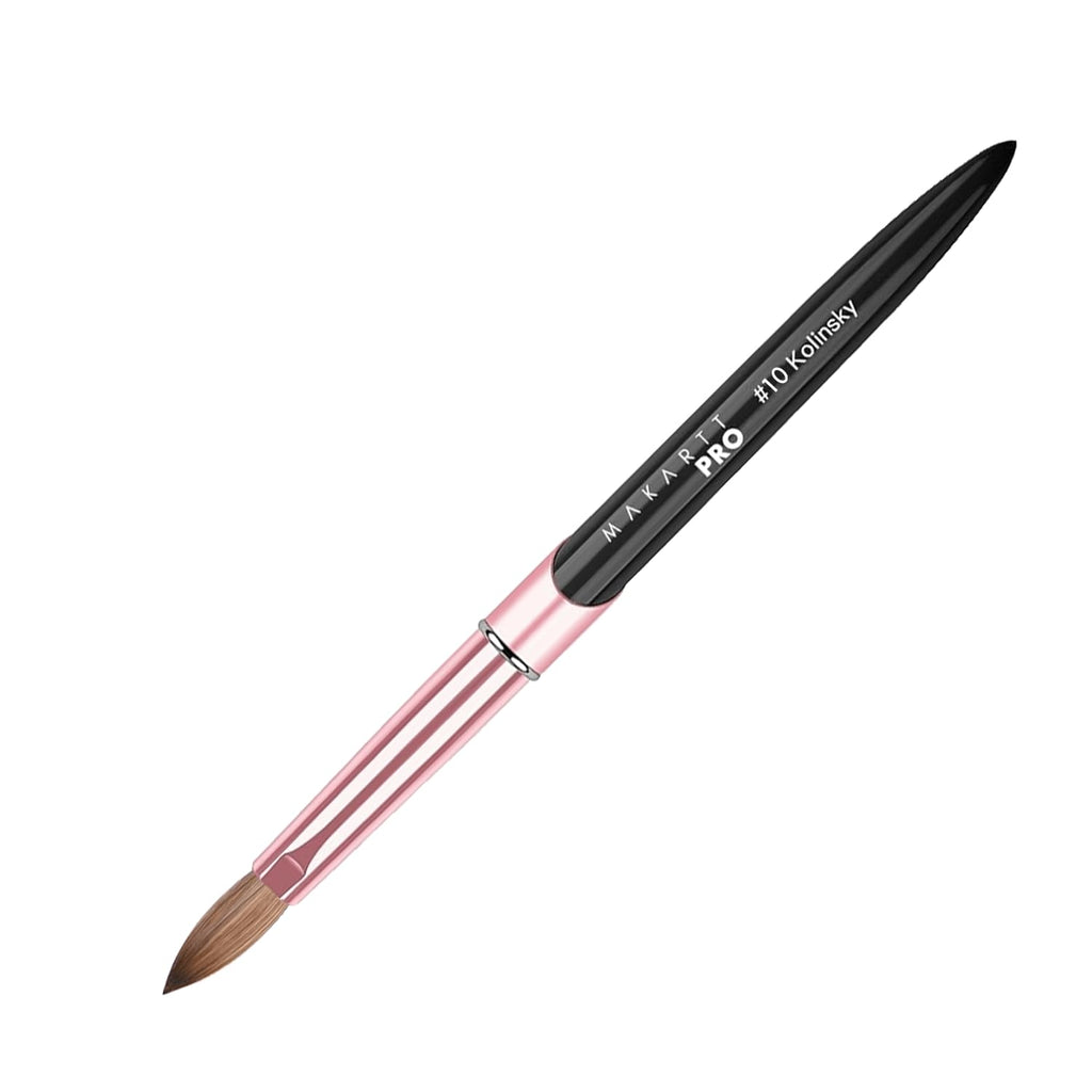 MakarttPro Kolinsky Acrylic Nail Brush Size 10 – 100% Pure Kolinsky Hair Nail Brush for Acrylic Application, Professional Nail Brush for Smooth Bead Control, Anti-Clogging, Acetone Resistant Handle