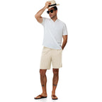 Rdruko Men'S Casual Shorts, 9" Linen Zipper Pocket Shorts Elastic Waist Drawstring Breathable For Summer Vacation Lounge