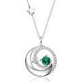 FANCIME Birthstone Necklaces 925 Sterling Silver Moon and Star Pendant Fine Jewelry Birthday Mothers Day Gifts for Mom Wife Her Daughter, Adjustable Chain 16+2"