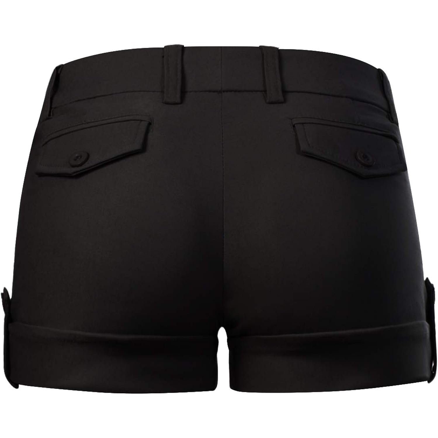 Women's Casual Body Enhancing Comfort Cuffed Shorts - Stretchy Mid-Rise Chino Style Shorts with Pockets