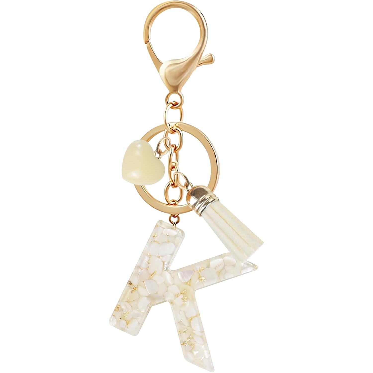 Fmeida Bag Charms Initial Keychains for Women, Personalized Keyrings, Custom Name Keychain