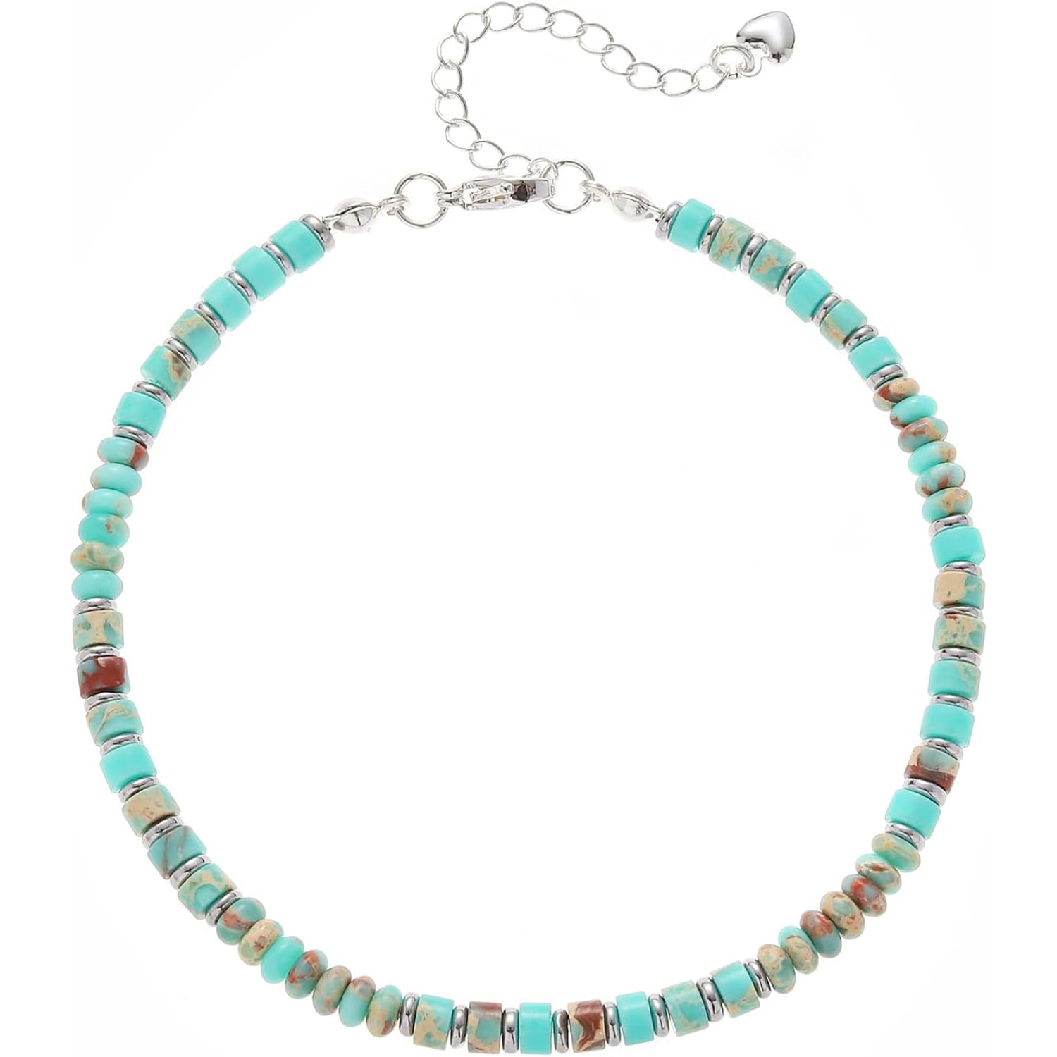 XIJIN Natural Stone Beaded Anklets for Women Handmade Beach Boho Turquoise Beads Ankle Bracelet Jewelry Gift for Her