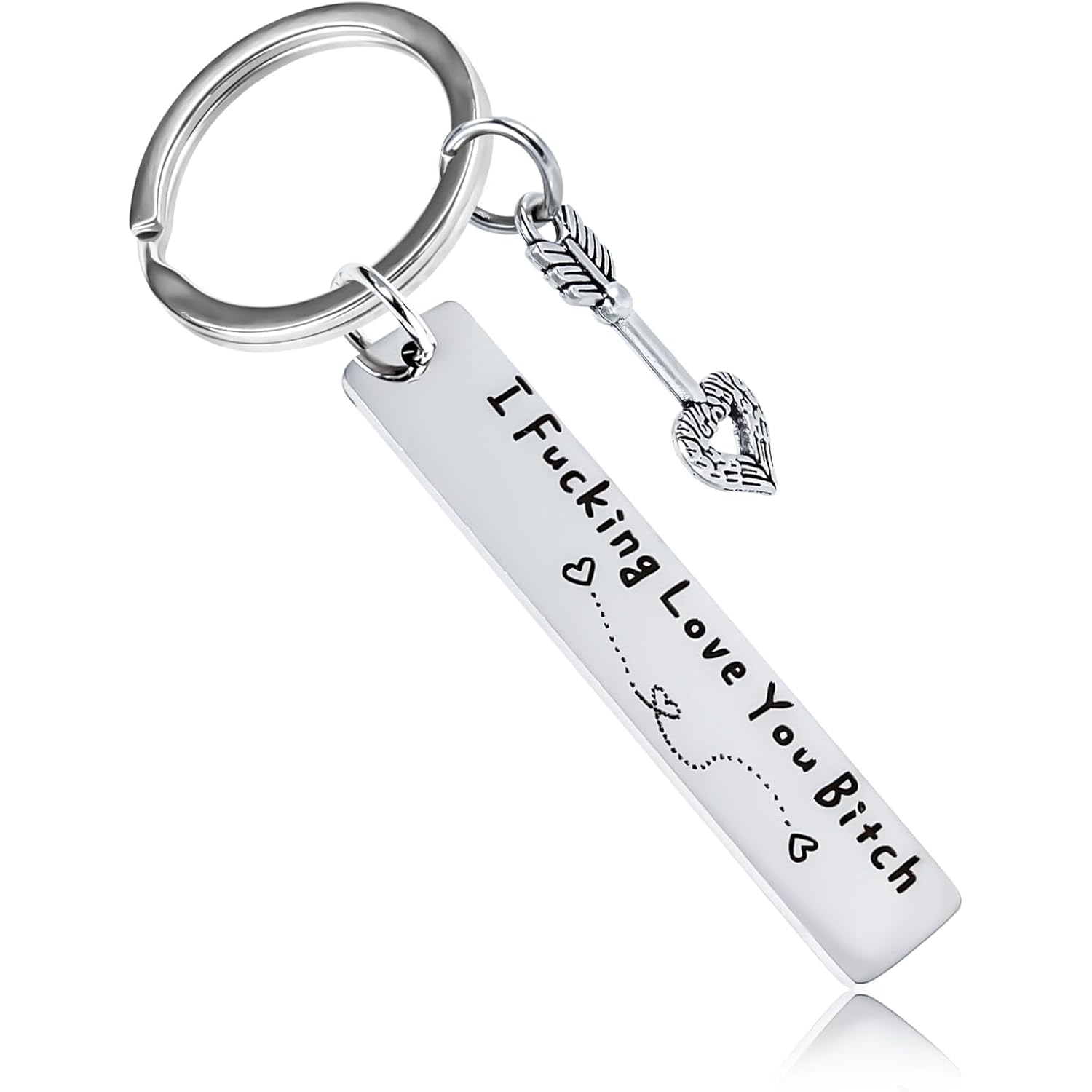 Teniinet Best Friend Keychain for Women, Stainless Steel Key Chain Engrave I Fking Love You Bith Birthday Christmas Friendship Gift for Bestie Best Friends Female Bff