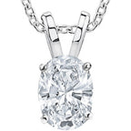 IGI Certified LAB-GROWN Oval Cut Diamond Pendant Necklace 4 Prong Ultra Premium Collection (H-I Color, VS1-VS2 Clarity) + 20" 14K Gold Chain