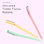 Face N Brow - 3 Beauty Groomers for Hair Removal, Ideal for Shaving, Exfoliating, Dermaplaning and Brow Shaping, Japanese Steel Gently Removes Facial Hair