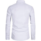 Men'S Long Sleeve Button Up Shirts Solid Slim Fit Casual Business Formal Dress Shirt
