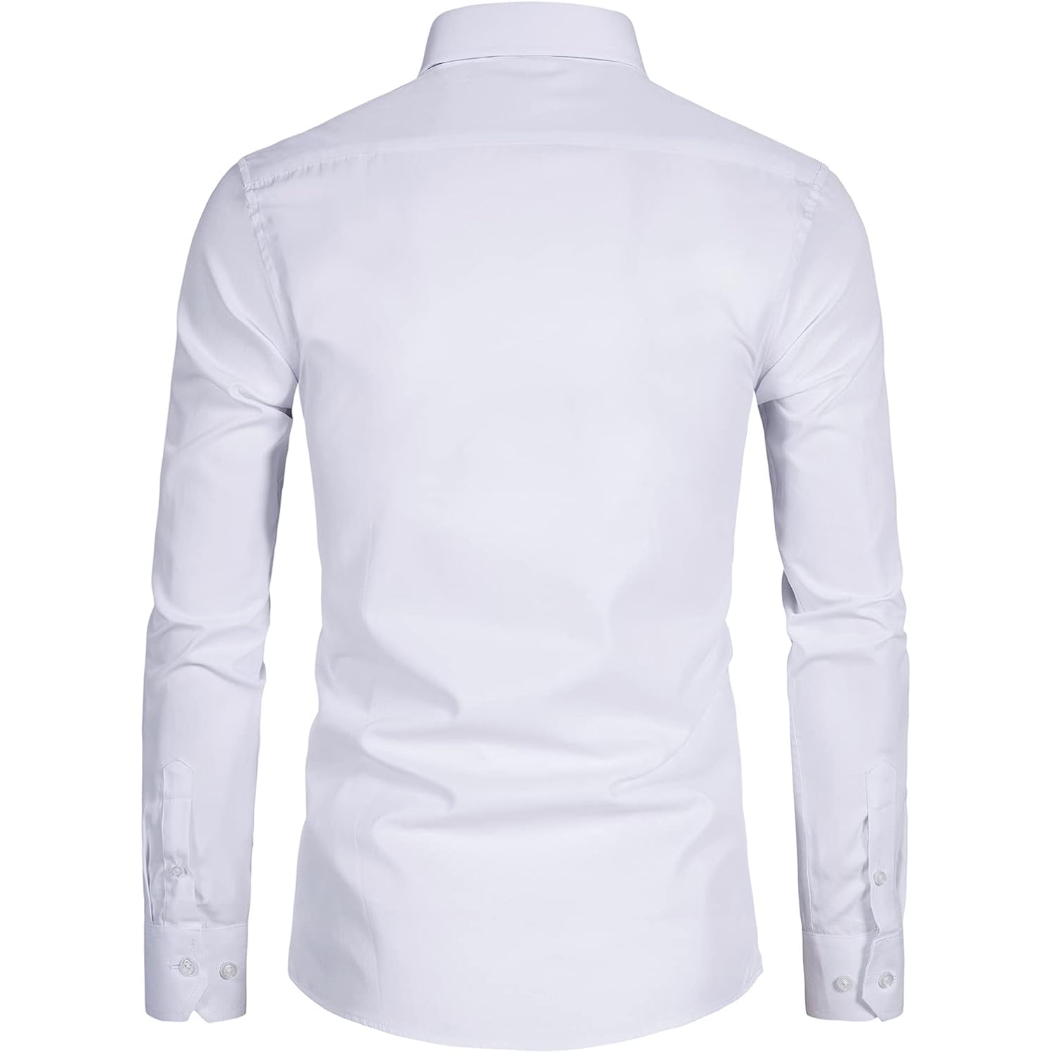 Men'S Long Sleeve Button Up Shirts Solid Slim Fit Casual Business Formal Dress Shirt