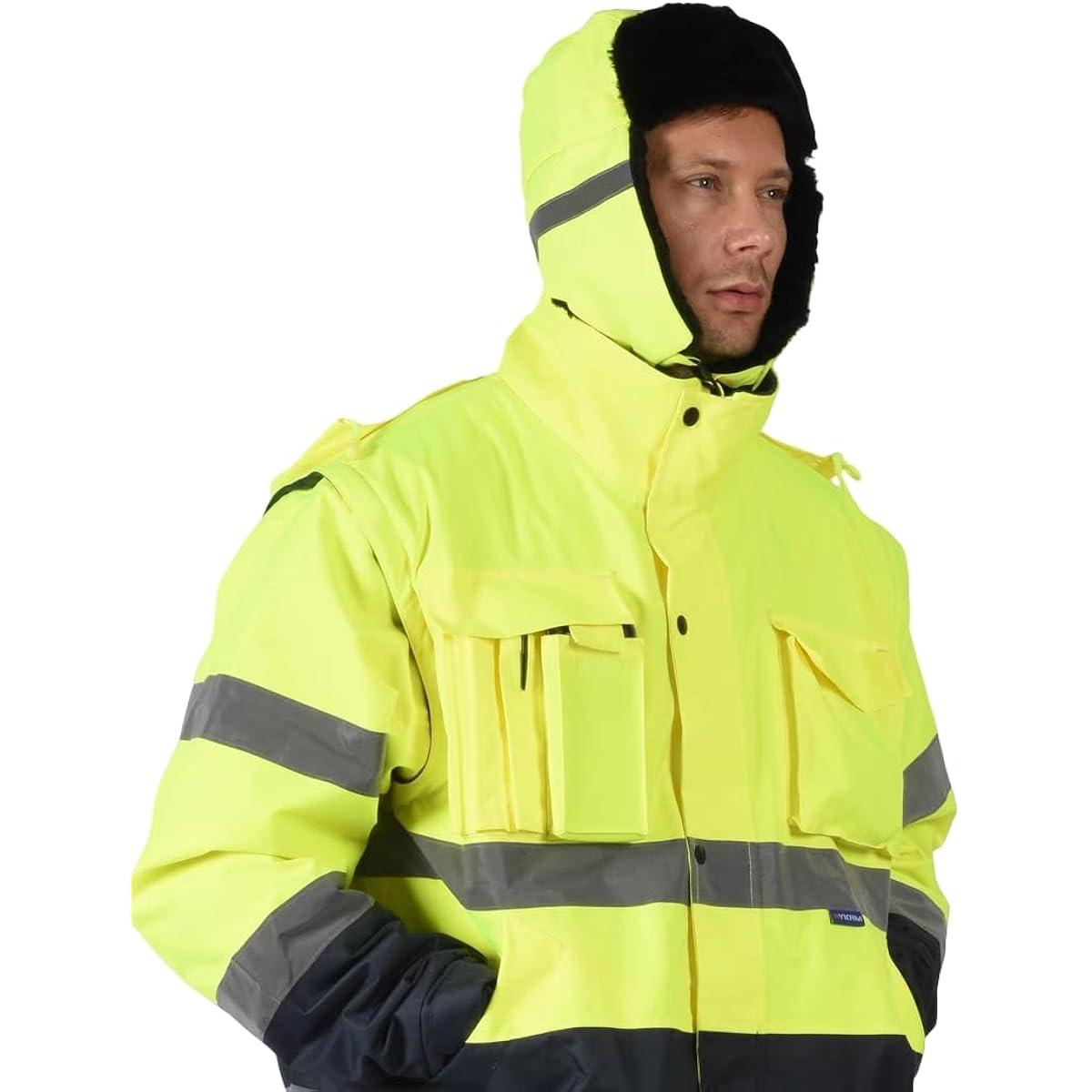 SIQITECHNO Unisex High Visibility Reflective Russian Trapper Hat Fleece Lined Work Safety Trooper Hat Outdoor Hunting Ski Cap