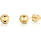 14k Yellow Gold Ball Stud Earrings with Secure Screw-backs