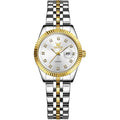 Olevs Women'S Stainless Steel Watch, Luxury Gold Silver Two Tone Easy To Read Analog Quartz Dress Watch For Women, Elegant Waterproof Luminous Calendar Date Ladies Watches For Small Wrists