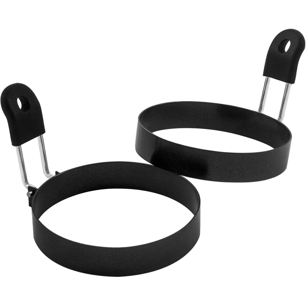 3.5" Egg Rings Set Of 2 With Silicone Handle, Large Ring For Frying Eggs, Round Mold For English Muffins - Griddle Cooking Shaper For Breakfast