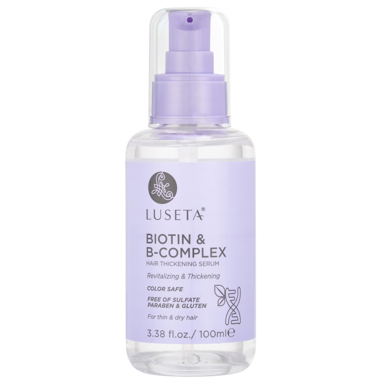 Luseta Biotin B-Complex Hair Growth Serum For Thin Hair, 3.38 Oz | Biotin Caffeine Hair Growth Serum For Thin, Dry Hair; Helps Strengthen, Smooth Frizz, Add Shine And Fuller-Looking Volume