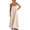 Shy Velvet Women'S 2026 Summer Linen Maxi Dress Contrast Spaghetti Strap Dress Backless Casual Party Beach Dresses