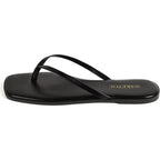 Women Square Toe Leather Flip Flops Lightweight Flat Thong Sandals Summer Vacation Dressy Comfort Slides