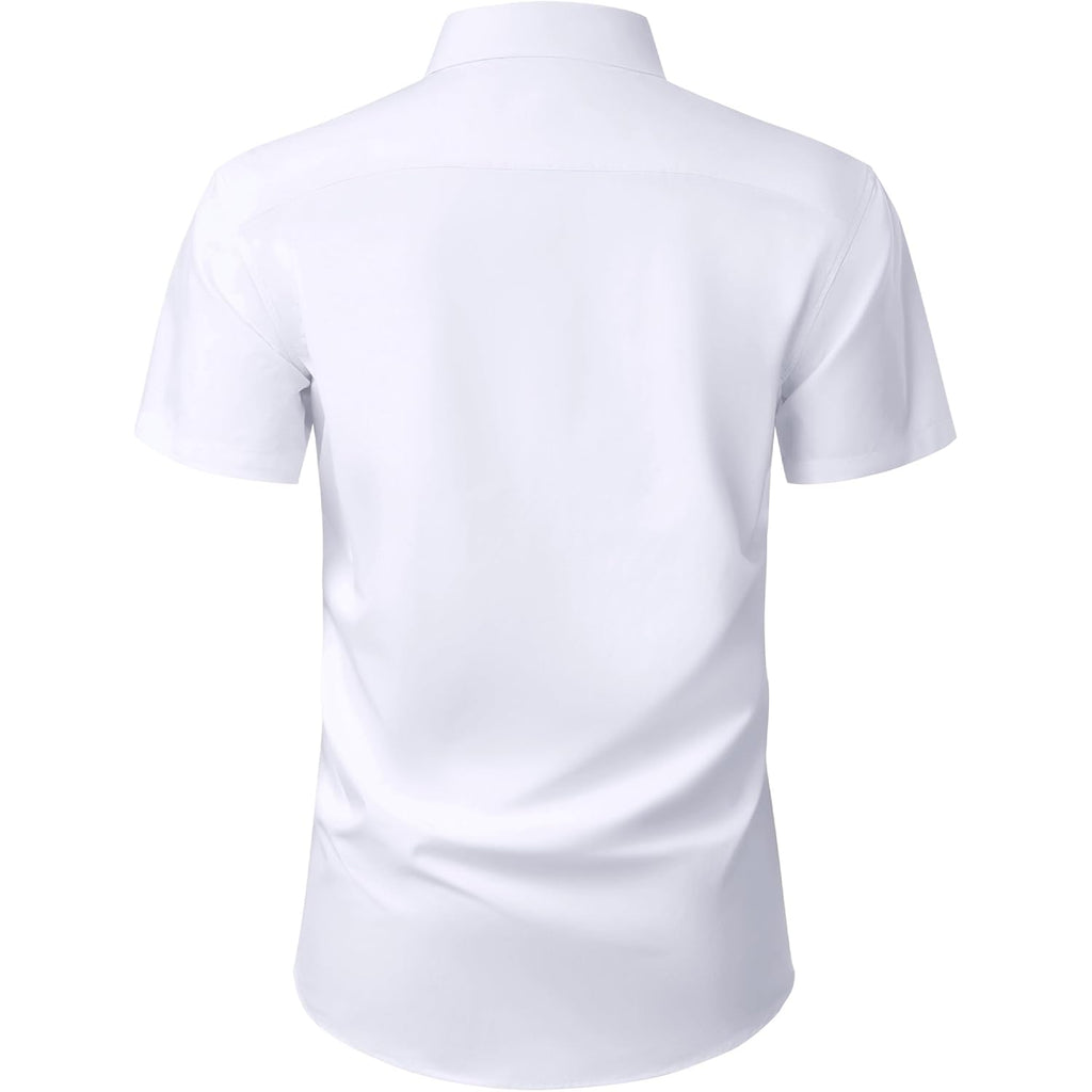 Mens Short Sleeve Dress Shirts Regular Fit Stain Shield Button Down Shirt Casual Business Wedding Stretch Formal Shirt