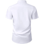 Mens Short Sleeve Dress Shirts Regular Fit Stain Shield Button Down Shirt Casual Business Wedding Stretch Formal Shirt