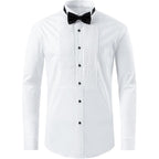 Gollnwe Tuxedo Shirts For Men Wing Collar French Cuff With Cufflinks And Bow Tie