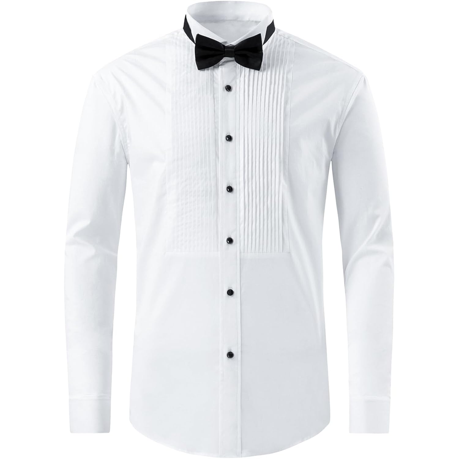 Gollnwe Tuxedo Shirts For Men Wing Collar French Cuff With Cufflinks And Bow Tie