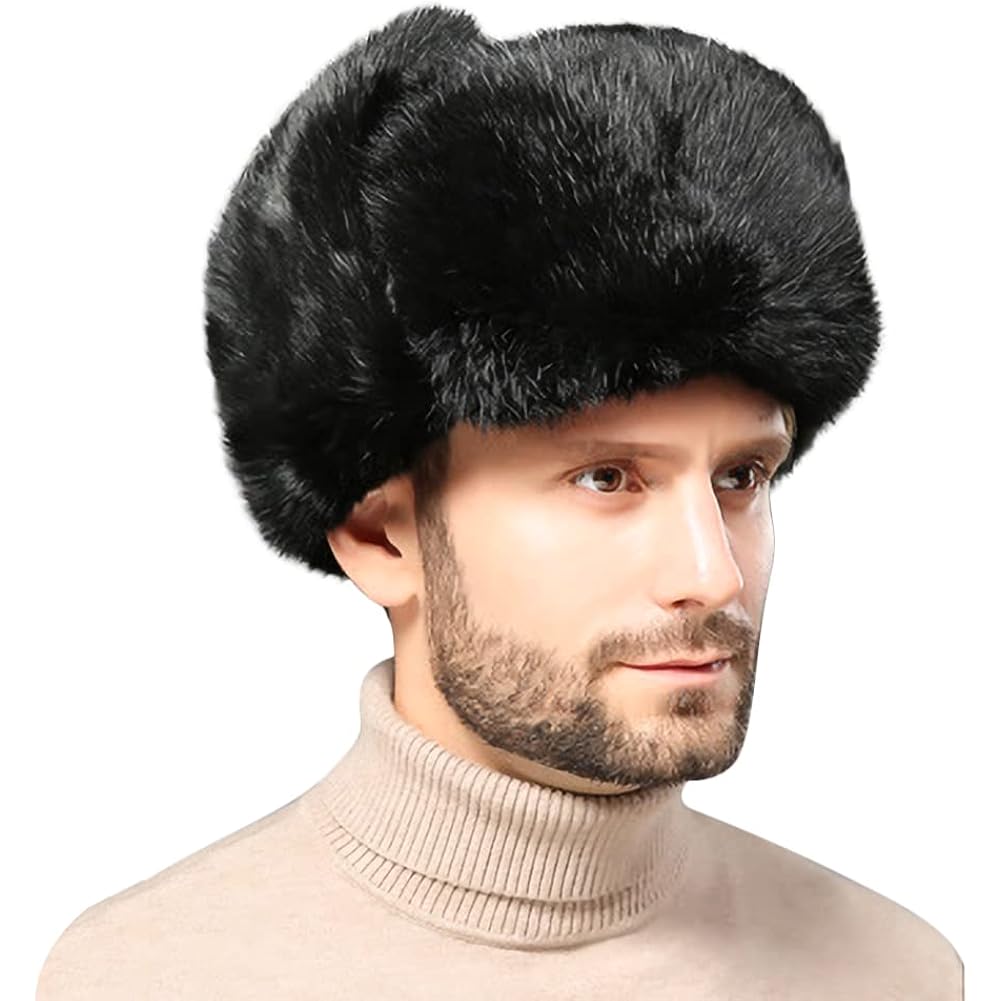 Winter Trapper Trooper Hat Faux Fur Russian Ushanka Hat Windproof Warm Hunting Cap Fuzzy Skiing Cap Unisex