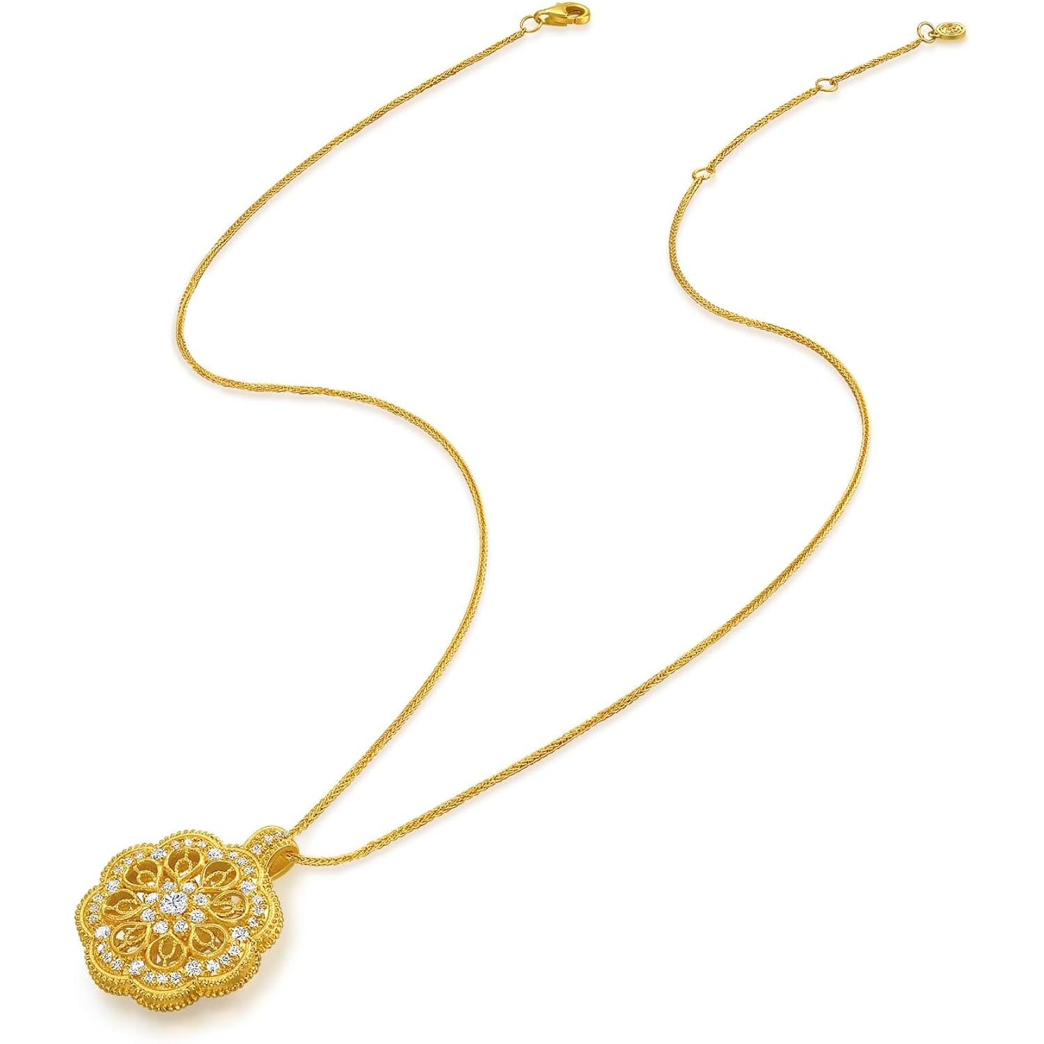 CHOW SANG SANG 999 24K Gold Diamond Cultural Blessings Buddhist Mandala Necklace for Women 47cm 95563N