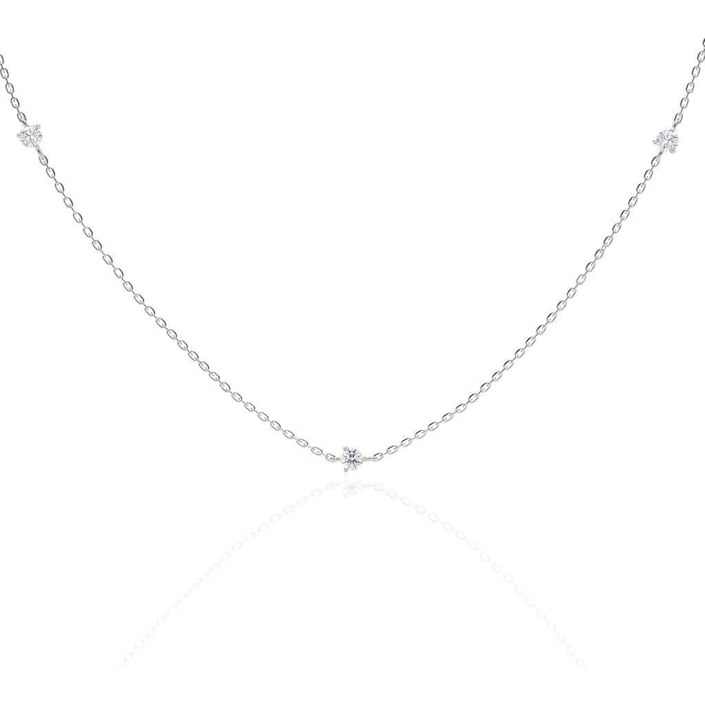 Minimalist Diamond Necklace for Women - Handmade 14k Solid Gold Necklace with Bright 0.025ct Diamonds, Dainty Shimmer Chain, Available in Various Lengths, Suitable for Women