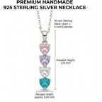 PaulaMax Jewelry Custom Birthstone Necklace for Women in 925 Sterling Silver, Mother's Day Necklace with 1 2 3 4 Heart Birthstones, Personalized and Customized Sterling Silver Chain 18" + 2"