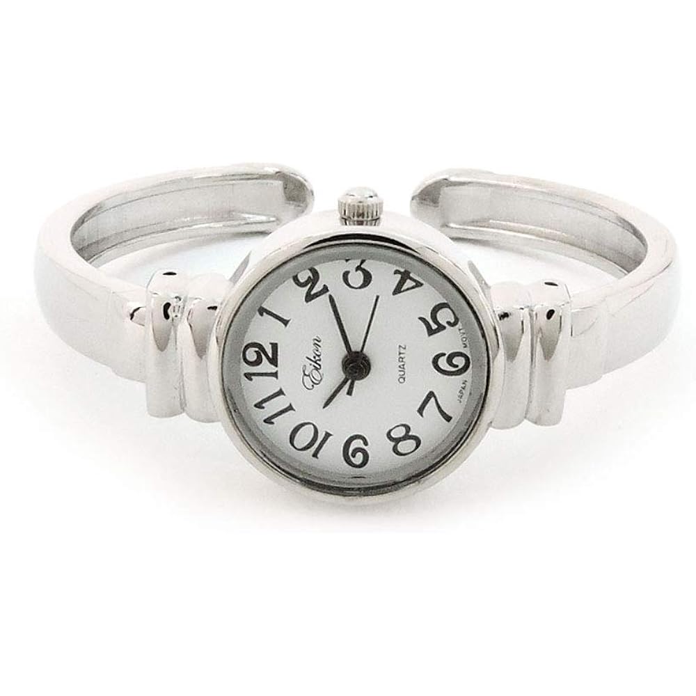 Silver Metal Band Petite Size Women's Bangle Cuff Watch