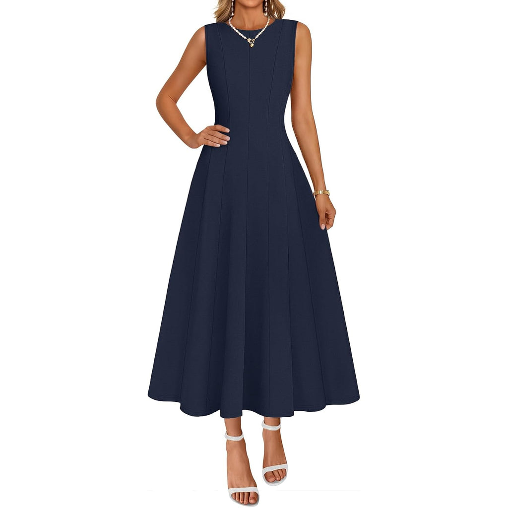 Merokeety Women'S 2026 Maxi Cocktail Semi Formal Dresses Summer Elegant Classy A Line Sleeveless Midi Dress