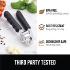 Gorilla Grip Garlic Press And Peel Set, Heavy Duty Mincer Tool, Large Ergonomic Handle, Easily Mince And Crush Garlics, Ginger, Nuts, Seeds, Peeler Included, Peeling Cloves, Kitchen Gadgets, Black