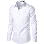 Zeroyaa Men'S Urban Stylish Casual Business Slim Fit Long Sleeve Button Up Dress Shirt With Pocket