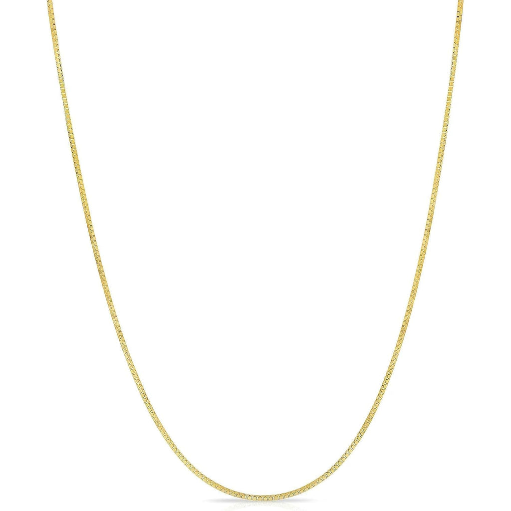 14k Yellow Gold Solid Box Chain Necklace for Women Jewelry with Lobster Clasp
