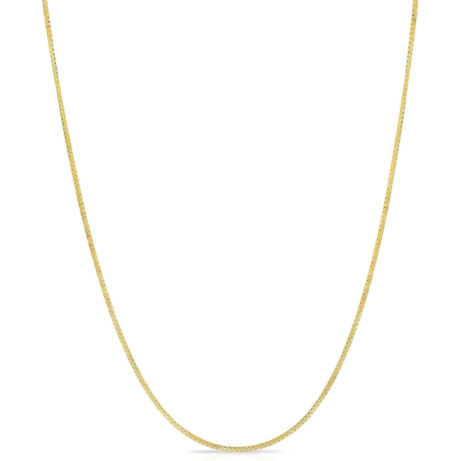 14k Yellow Gold Solid Box Chain Necklace for Women Jewelry with Lobster Clasp