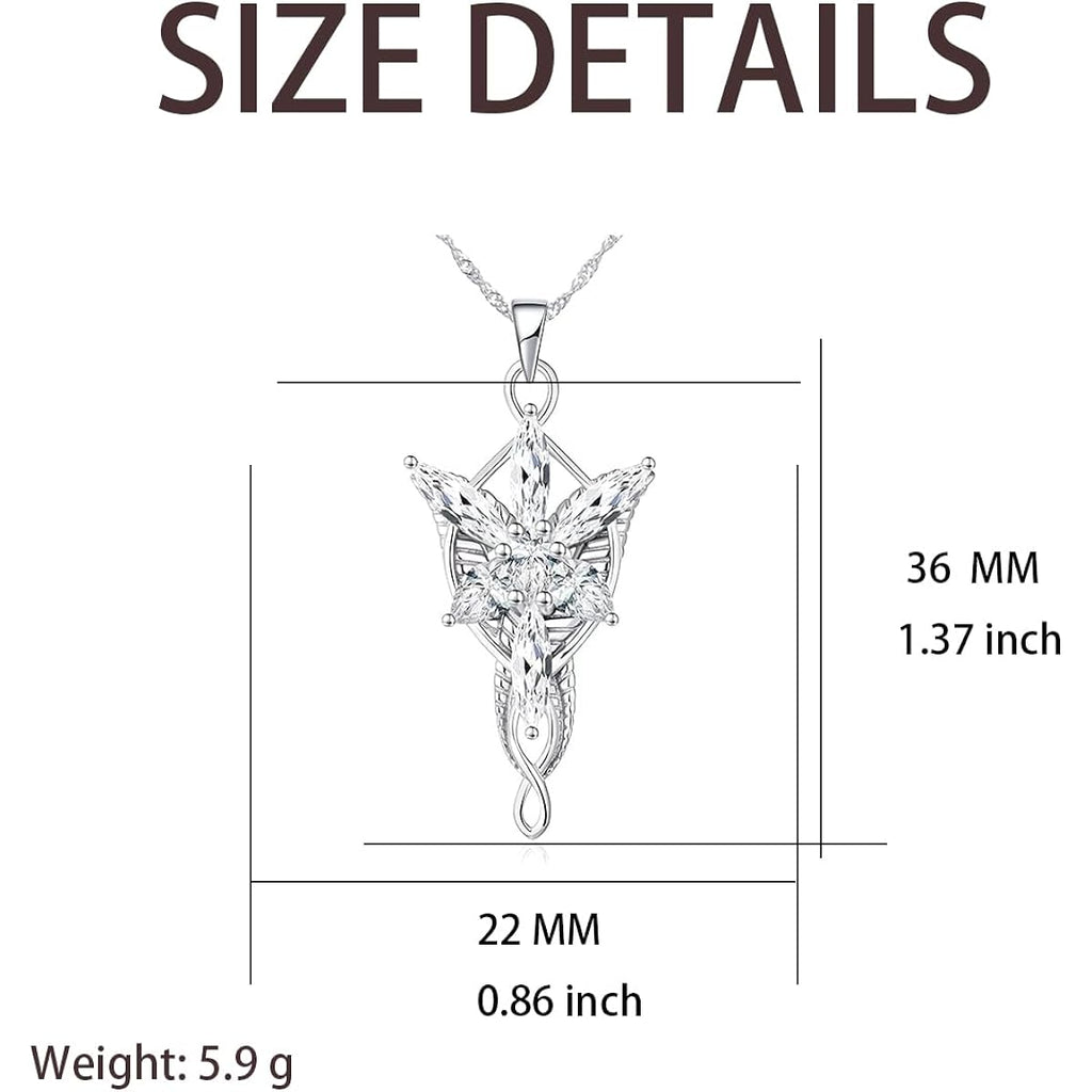Lord of The Ring/Arwen Evenstar/Elven Green Tree Leaf/Thorin Oakenshield Necklace Lord of The Ring Pendant Necklace with Cubic Zirconia,Elvish Jewelry for Women