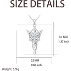 Lord of The Ring/Arwen Evenstar/Elven Green Tree Leaf/Thorin Oakenshield Necklace Lord of The Ring Pendant Necklace with Cubic Zirconia,Elvish Jewelry for Women