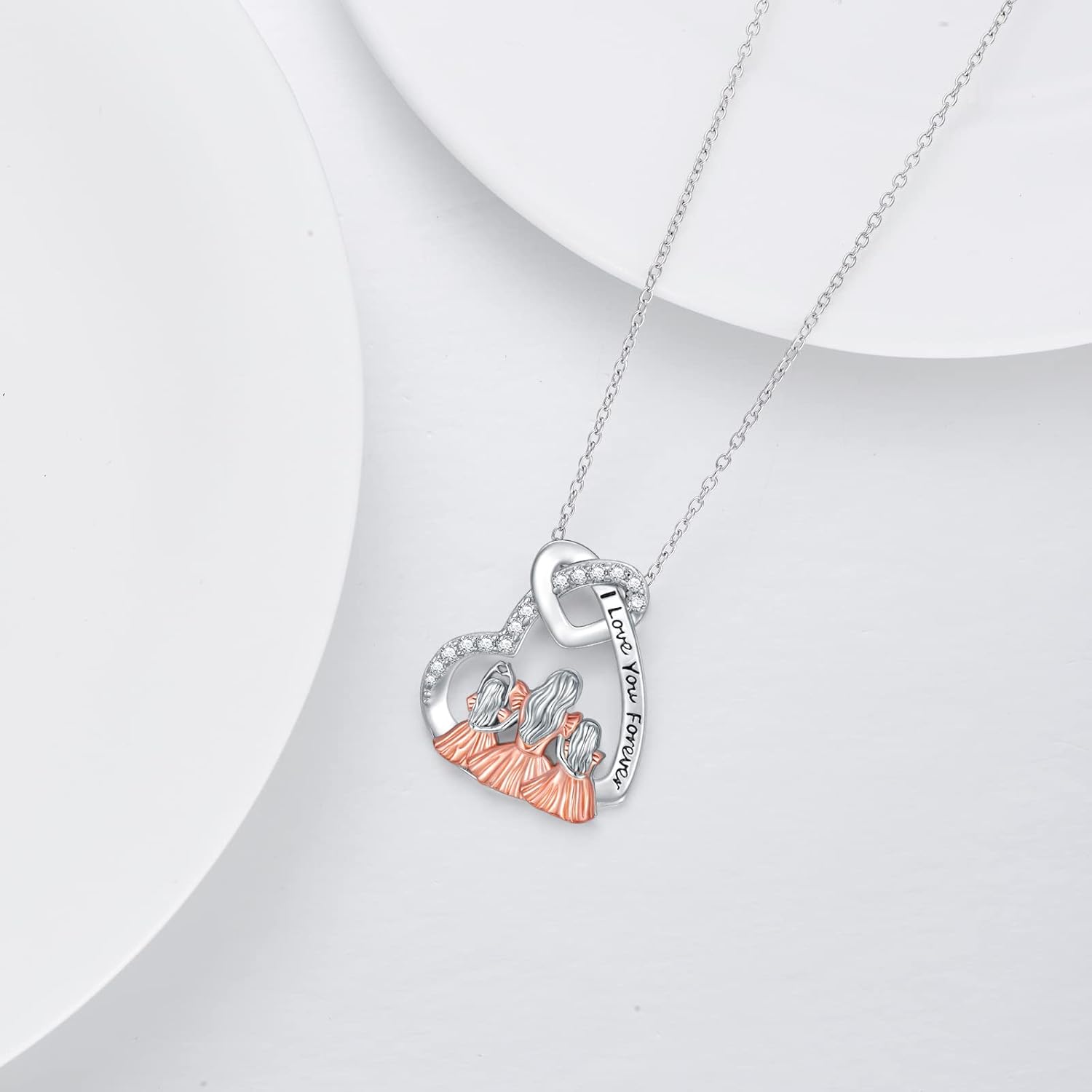 Dorunmo Mother and 1/2/3 Daughters/Son Necklace 925 Sterling Silver Mom Necklace Sisters Jewelry Heart Pendant Christmas Jewelry for Women