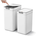 2 Pack Bathroom Trash Can With Lid, 3.6Gal + 2.5Gal Small Garbage Can Set With Pop-Up Lid, Slim Trash Bin Waste Basket For Toilet, Office, Bedroom, Living Room (White)