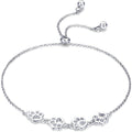 BISAER 925 Sterling Silver Paw Print Charm Bracelet for Women Cute Cat Dog Paw Bracelet Adjustable Slider Bracelet for Dog Pet Lover Jewelry Gifts