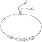 BISAER 925 Sterling Silver Paw Print Charm Bracelet for Women Cute Cat Dog Paw Bracelet Adjustable Slider Bracelet for Dog Pet Lover Jewelry Gifts