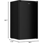 Upstreman 3.2 Cu.Ft Mini Fridge with Freezer, Quiet Efficient Small Fridge, Compact Refrigerator with Adjustable Thermostat, for Dorm, Bedroom, Office, Black-BR321