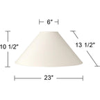 Set Of 2 Chimney Lamp Shade (Pre-Assembled) S White Large 6" Top X 23" Bottom X 13.5" Slant X 10.5" High Spider With Replacement Harp And Finial Fitting
